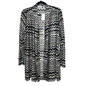 NEW Susan Graver Chevron Pattern Sheer Open Cardigan Plus Size 1X Holiday Party